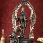 Pure Brass Superfine Handcrafted Goddess Bhadra Kali Statue 22" Black | Invoke Fierce Compassion | Divine Presence | Antique Midnight Black & Shine Gold Finish